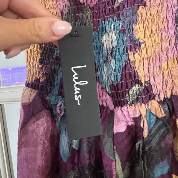 Lulus Blushing Darling Plum Multi Floral Strapless High-Low Maxi Dress - Picture 3 of 4